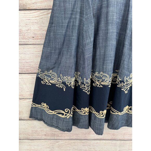 eShakti Custom Chambray Embroidered‎ A-Line Dress Women's Size Small Blue - Picture 5 of 13